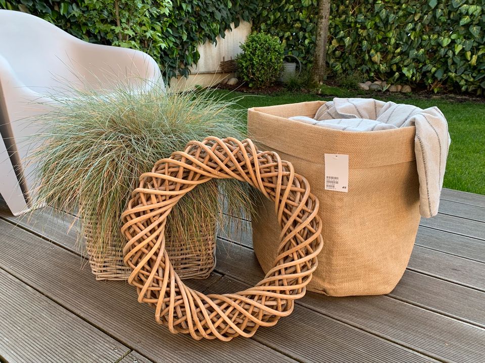 Kranz Korb Rattan Bambus Weide Türkranz Natur Garten Deko 40cm in Solingen