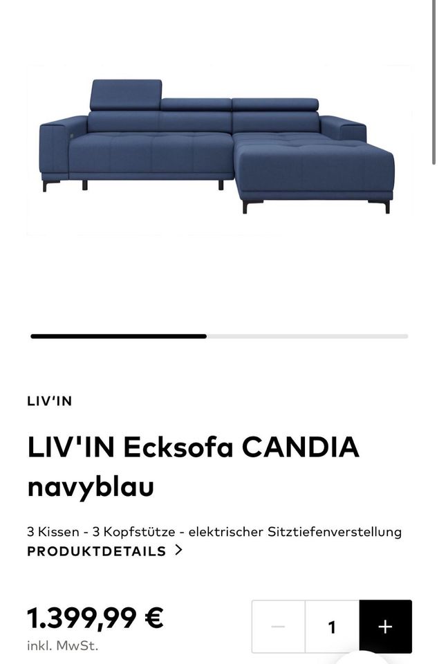 Couch Ecksofa Elektronisch ( Liv‘in Candia  von Porta ) in Burg