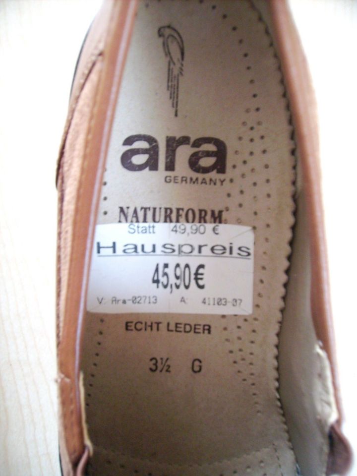 Ara – Halbschuh – Slipper, Leder braun – Größe 3 ½ G (36) - neuw. in Bad Steben