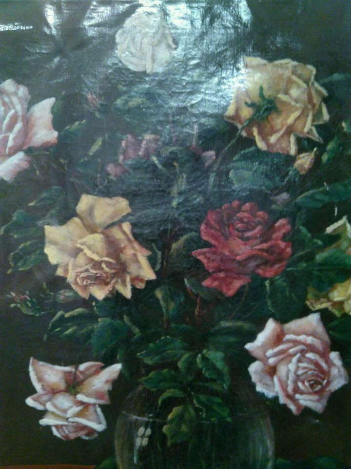 Gemälde Ölbild Stillleben Blumen Rosen in Hilchenbach