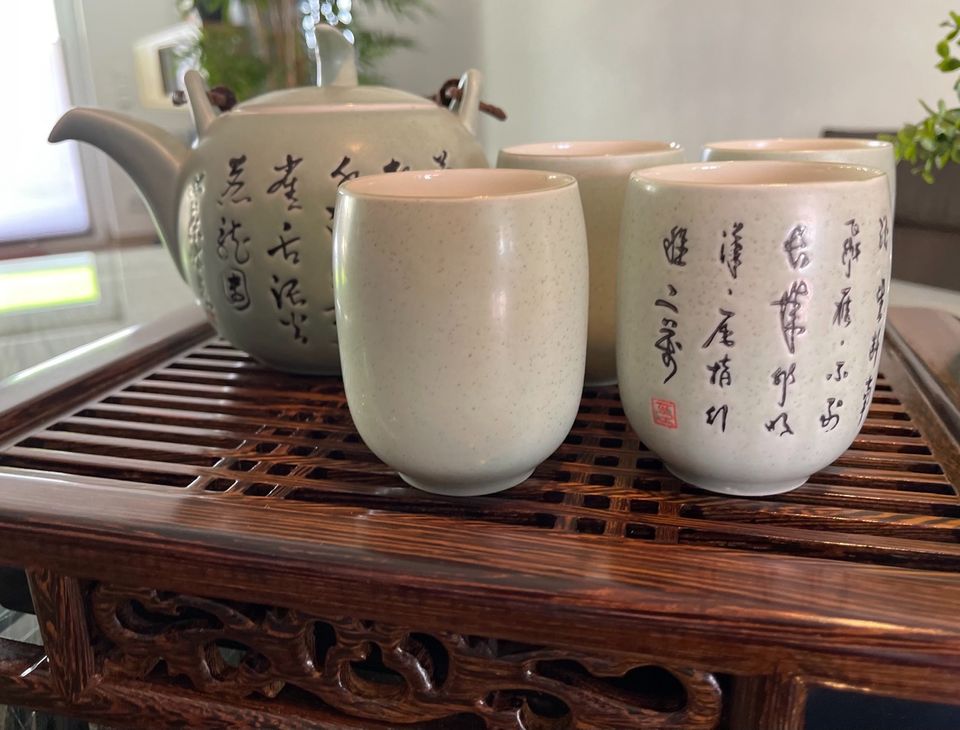 6-teiliges chinesisches Tee-Set mit Tablett in Schongau