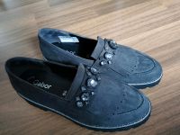 Gabor Wildleder Slipper Ballerinas Schuhe grau mit Glitzer Niedersachsen - Drochtersen Vorschau