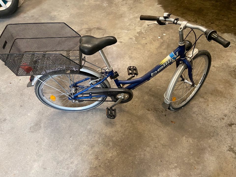 Kinderfahrrad in Blau mit Korb in Hiltrup