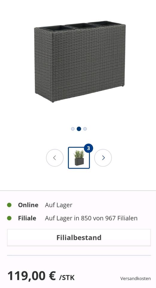 Jysk Stokkand Pflanzkasten Hochbeet Rattan Pflanzkübel in Nordrhein
