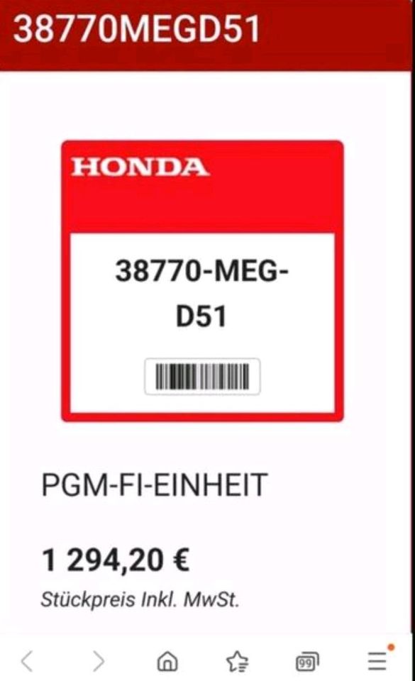 Honda PGMI Einheit. Motor-Steuergerät in Gemünden (Wohra)