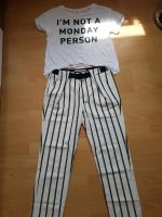 Zara Hose +T-Shirt weiß schwarz Gr M Bayern - Schwabmünchen Vorschau