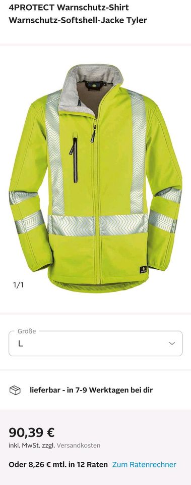 Arbeitsjacke Softshell Warnschutz neu Etikett M gelb Workwear in Ronnenberg