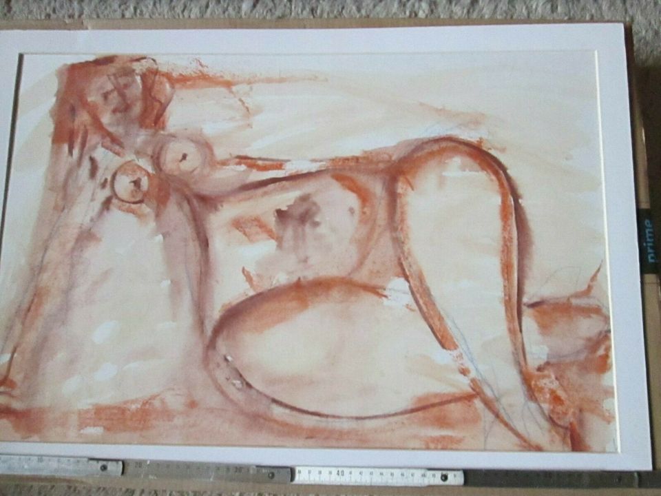 Ilse Schledorn Franz, Expressionismus Akt Aquarell (groß) Frau in Rostock