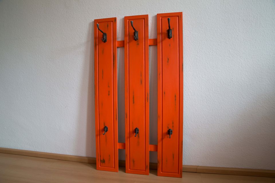 ⭐️RESTAURIERT_Vintage_Wandgarderobe_Shabby Chic_Orange_Garderobe in Köln