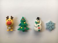 4 Kleine Deko Figuren Schneemann Rentier Schneeflocke Tannenbaum Süd - Niederrad Vorschau