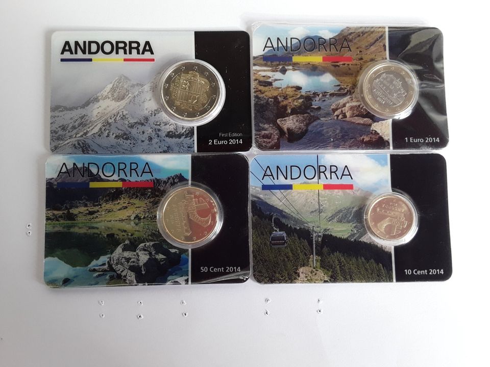 4 Coincard Andorra 2014, 2 + 1 Euro, 50 + 10 Cent in Neuwied