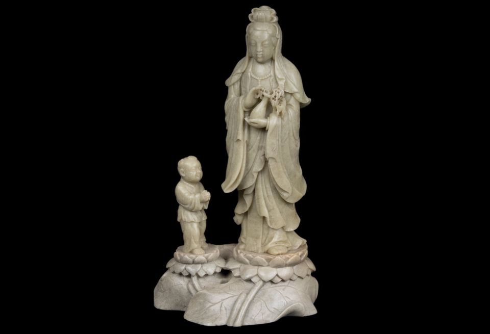 CHINESISCHE SPECKSTEIN FIGUR SKULPTUR GUANYIN SHANCAI ASIEN in Mülheim (Ruhr)