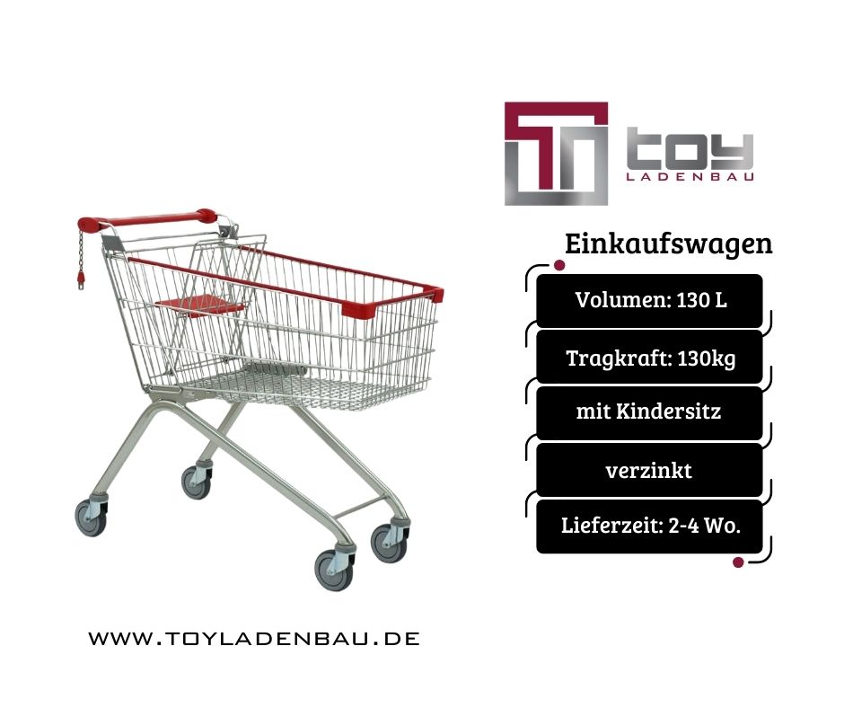 Einkaufswagen mit Kindersitz, Einkaufsroller, Einkaufsrollwagen, Marktroller, Supermarkteinrichtung, Korbvolumen 130 l, Tragkraft 130 kg in Herne