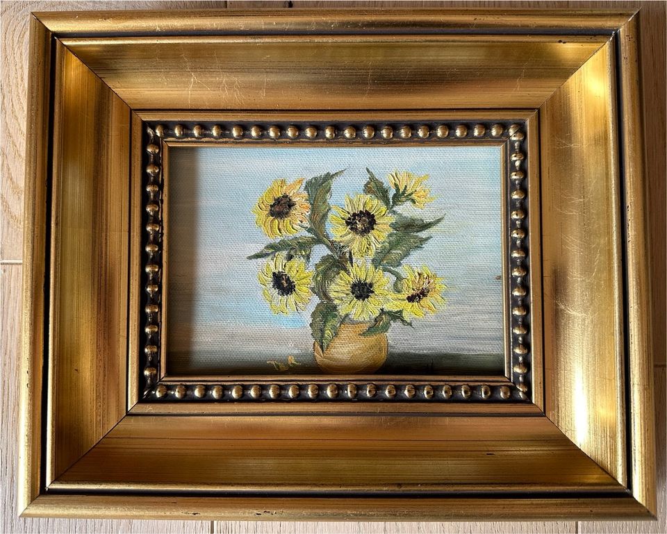 Gemälde Sonnenblumen in Holzrahmen goldfarben ca. 28x23 in Neutraubling