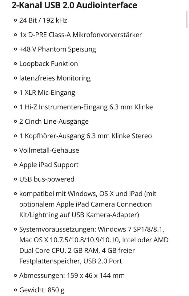 Steinberg UR12 Audiointerface in Moers