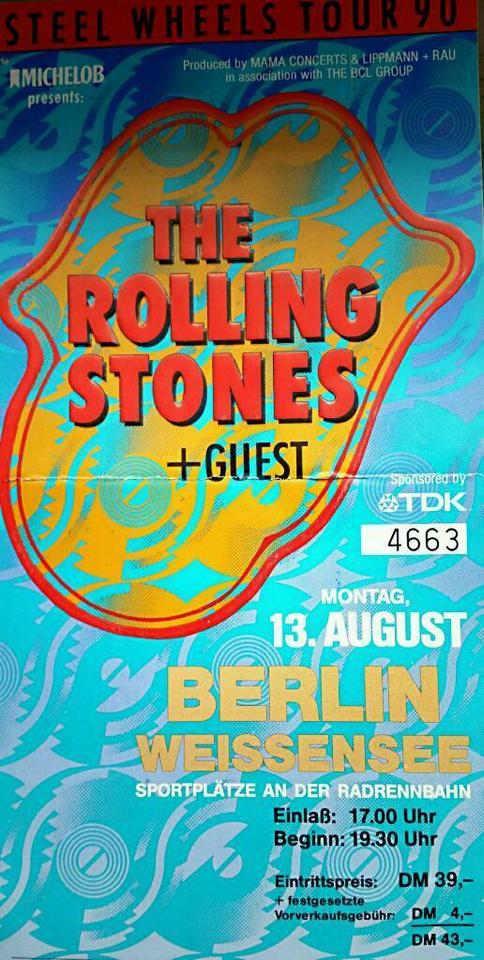 ROLLING STONES DDR GDR TICKET OSTBERLIN EAST GERMANY 13.08.90 in Gießen