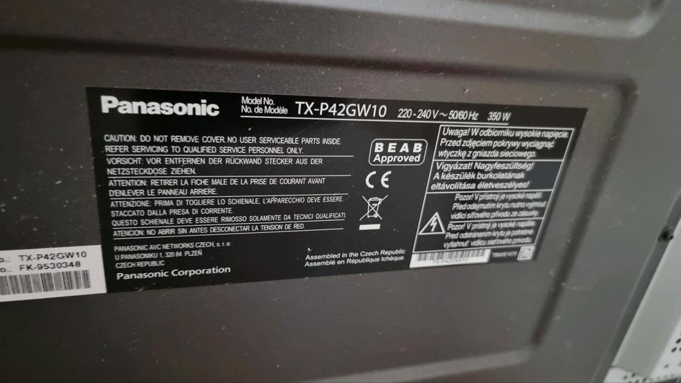 Panasonic TX-P42GW10 Plasma Fernseher 42 Zoll in Winsen (Luhe)