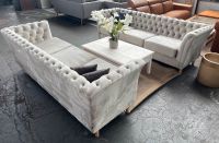 3-3 Set Sofa Couch Chesterfield Optik Samt taupe Bielefeld - Bielefeld (Innenstadt) Vorschau