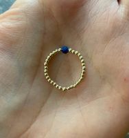 Sehr filigraner Ring aus Lapis Lazuli mit vergoldeten Perlen(1mm) Eimsbüttel - Hamburg Rotherbaum Vorschau