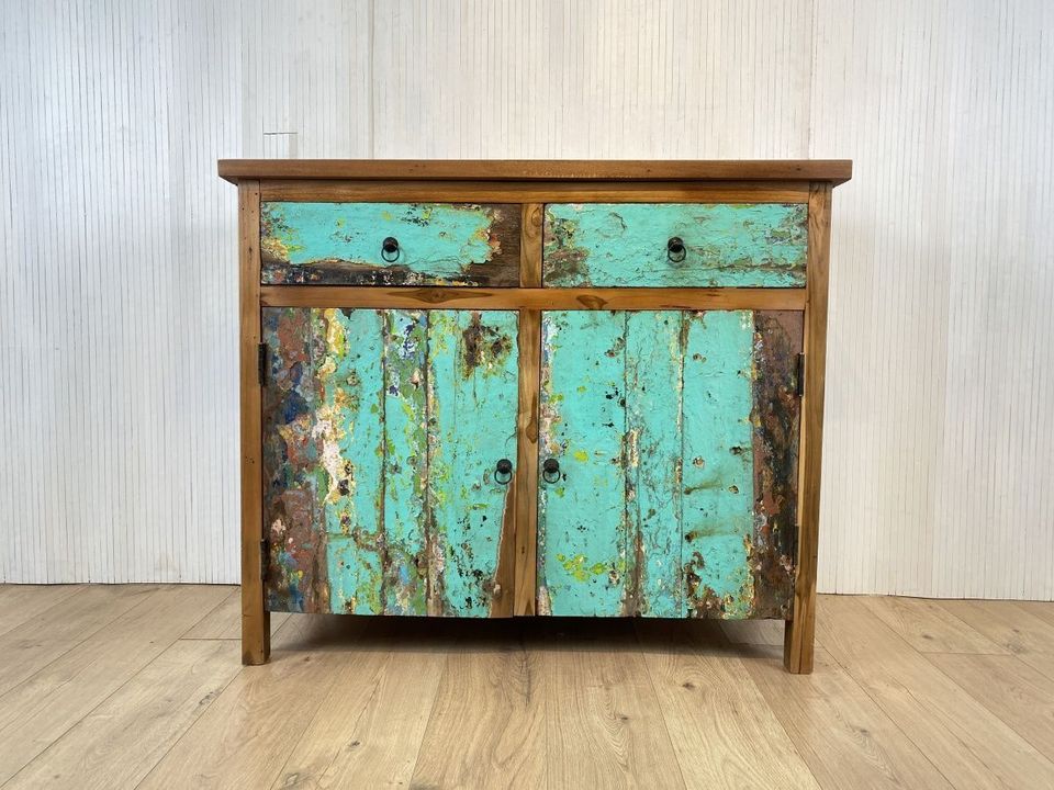 Boatwood by WMK # Schöne und geräumige Kommode mit Schubladen, ein aus altem Bootsholz handgefertigtes Unikat aus massivem Teakholz # Schrank Anrichte Sideboard Wäschekommode Flurkommode Schuhschrank in Berlin