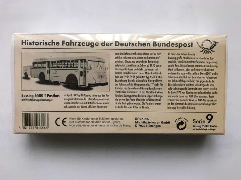 Brekina Serie 9 BÜSSING 6500 T / Deutsche Post / Postbus in Tönisvorst