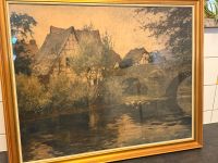 Ölbild Kunstwerk Malerei Steinbrücke Fluss Haus Bayern - Regensburg Vorschau