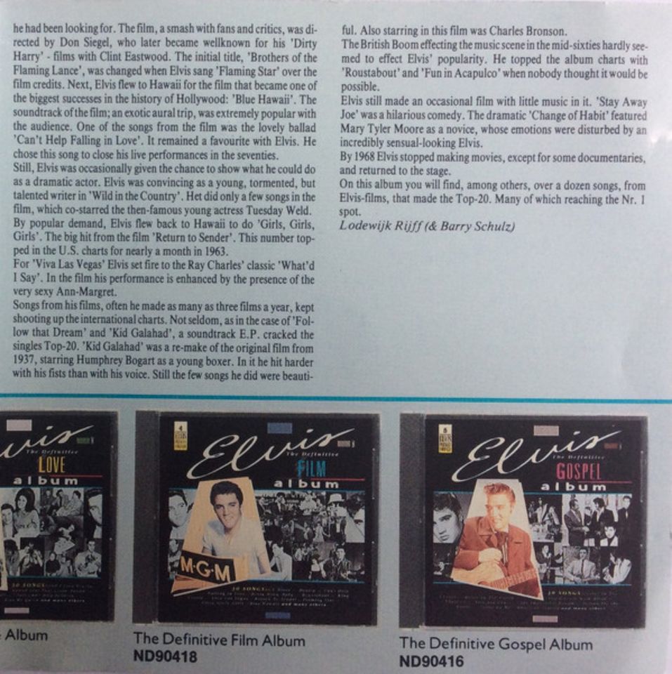 CD 1987 ☀️ ELVIS PRESLEY ☀️ The Definitive Nr.4 FILM Album More in Bottrop
