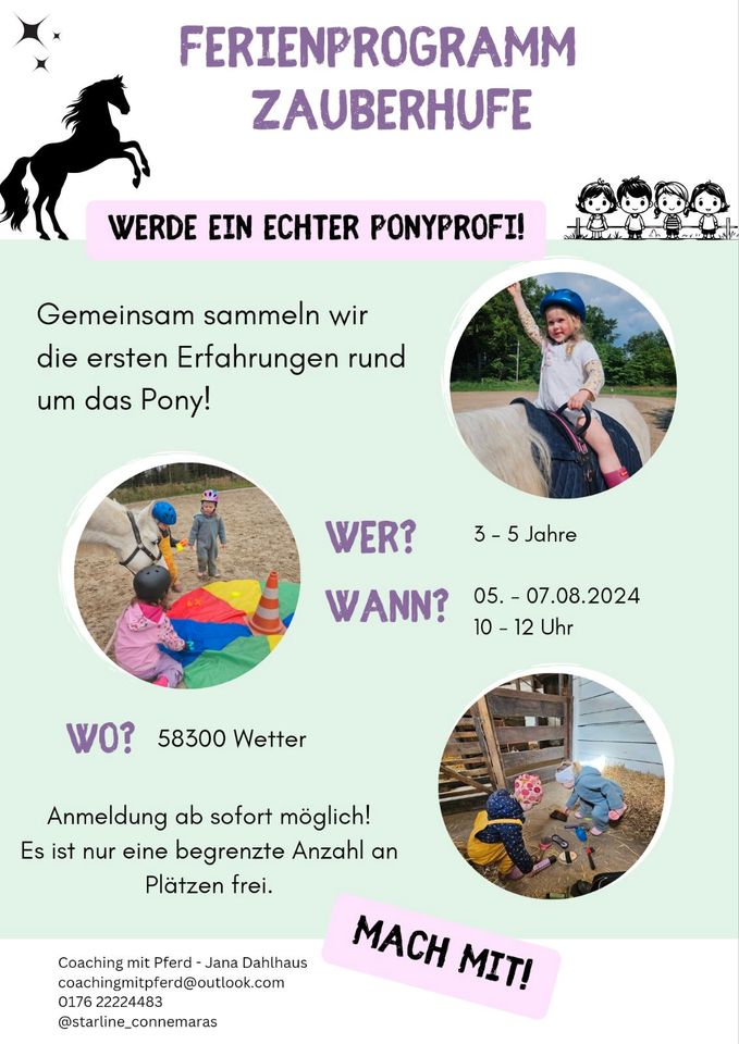 Sommerurlaub Reiterferien Ferienprogramm in Wetter (Ruhr)
