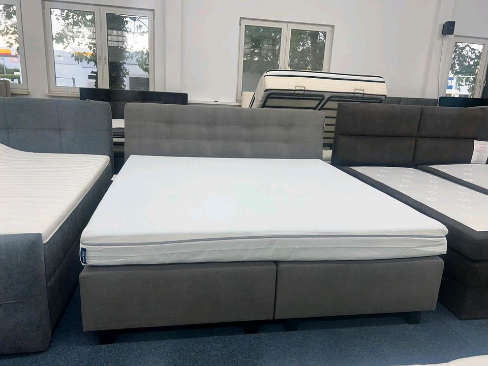 200x200 cm Bett Boxspringbett Kopfteil auch kürzbar grau  wohnen Möbel Wurm WIR LIEFERN DEUTSCHLANDWEIT in Osnabrück