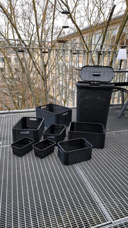 Curver 8-teilig, Rattan-Optik, Aufbewahrungsboxen +Wäschebox in Würzburg