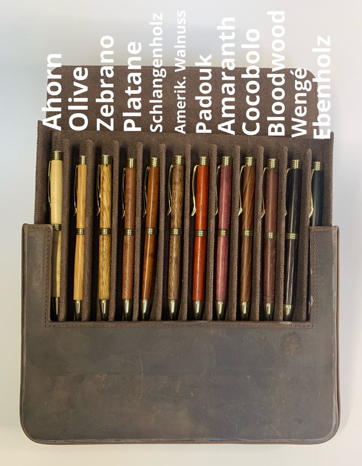 Kugelschreiber | Padouk | inkl. Ledertasche | Holz in Dresden