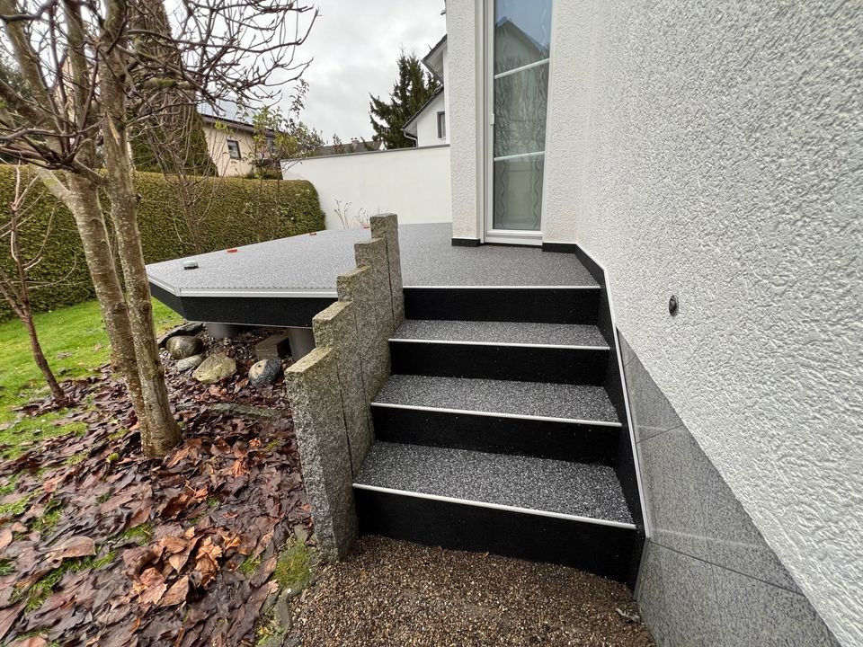 Steinteppich über 25 Jahre Erfahrung Steinteppich - Marmor für Terrasse - Balkon - Treppe - Sockel - Wände - Abriss von Fliesen - Schnellestrich - Flachdachabdichtung - Industriebeschichtung in Pfaffenhofen a. d. Roth