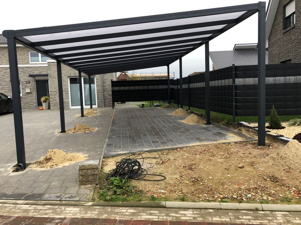 Alu Terrassenüberdachung mit Polycarbonat- oder Glasdach 1.476 in Lahre