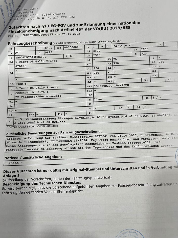 Eiskugel als Verkaufsanhänger inclusive Eismaschine und Zubehör Neuwertig in Honerath