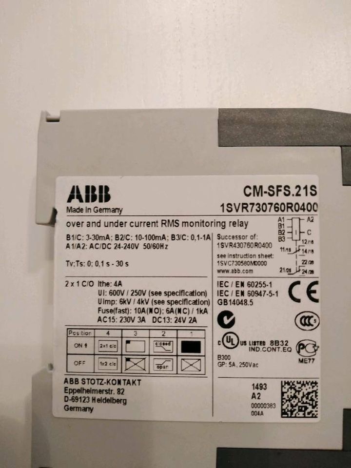 ABB CM-SFS.21S 1SVR730760R0400 Stromüberwachungsrelais 24-240V in Frohburg