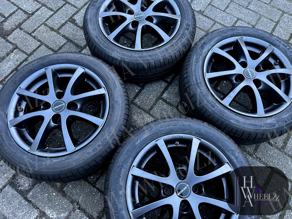 BORBET Alufelgen grau Sommerräder 4x100 ➡️ 185/55 R15 MICHELIN Sommerreifen ➡️ Chevrolet Spark VW Up Seat Mii Skoda Citigo Toyota Yaris Aygo 2 Suzuki Swift Splash Ignis ➡️ Sommer Reifen Felgen ET35 in Bünde