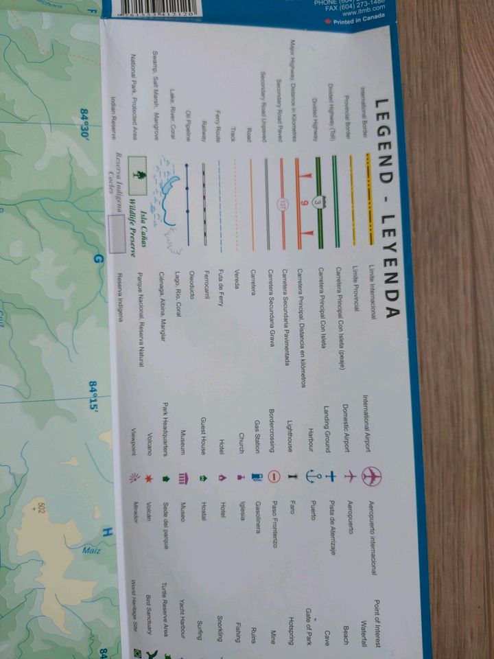 Costa Rica Karte wasserfest Reisekarte in Karlsruhe