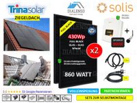 (2x) 860 Watt Wechselrichter von 1000W auf 800W gedrosselt vereinfachte Anmeldung Solis S6-GR1P1K-M-DC Komplettset PV Balkonkraftwerk Solarmodule Trina 430W TSM-NEG9RC.27 GLAS-GLAS Full Black bifazial Nordrhein-Westfalen - Rödinghausen Vorschau