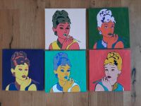 5teilig Acryl auf Leinwand Pop Art Stiel Audrey Hepburn 30*30cm Baden-Württemberg - Aspach Vorschau