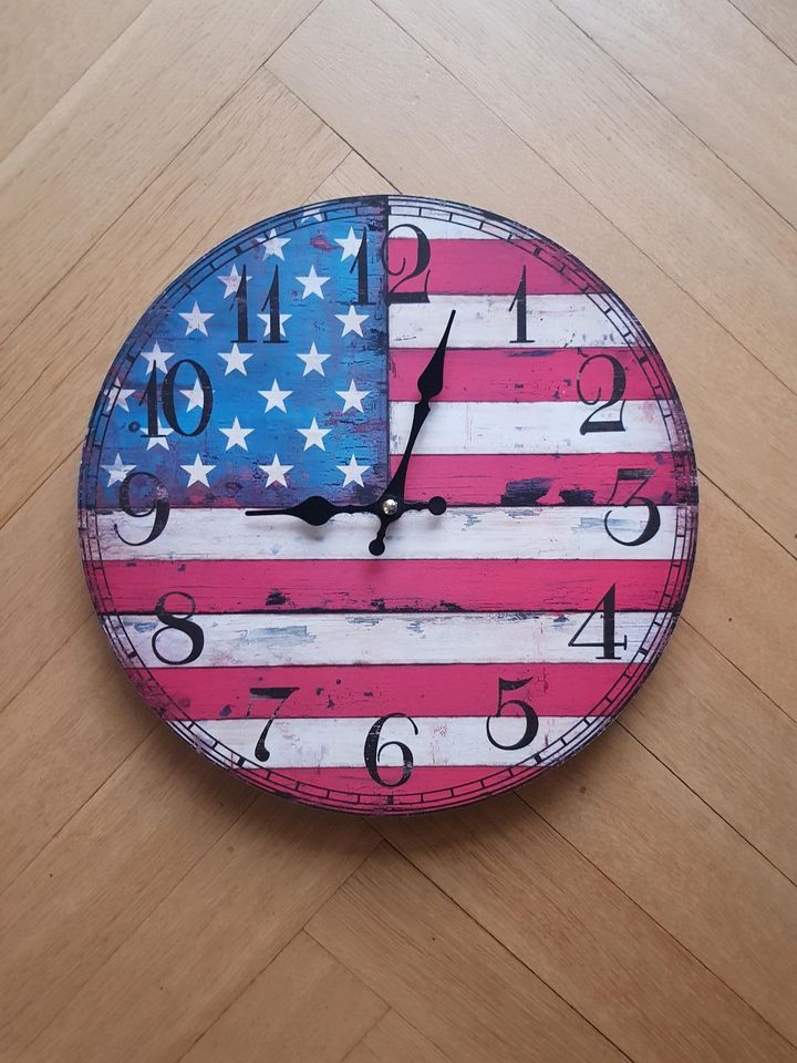 Al-Feson USA Amerika Flagge Wanduhr - TOP Zustand in Wiesbaden