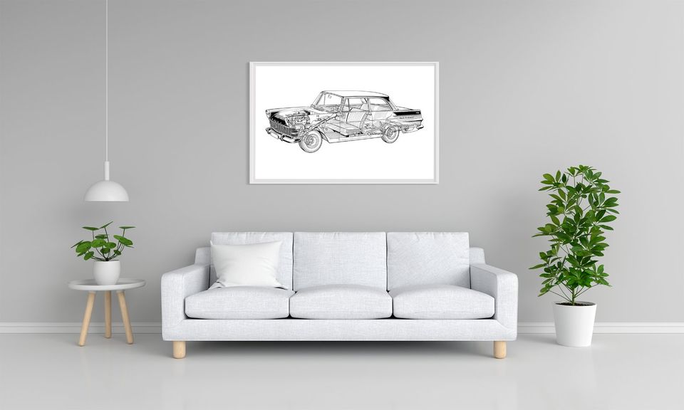 OPEL Rekord P2 Limousine Schnittbild Kunstdruck Poster 100x63cm in Bröckel