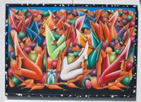 Ölbild bunte Menschen, naiv, Karibik, Haiti, Bild, Kunst Kr. München - Zell Vorschau