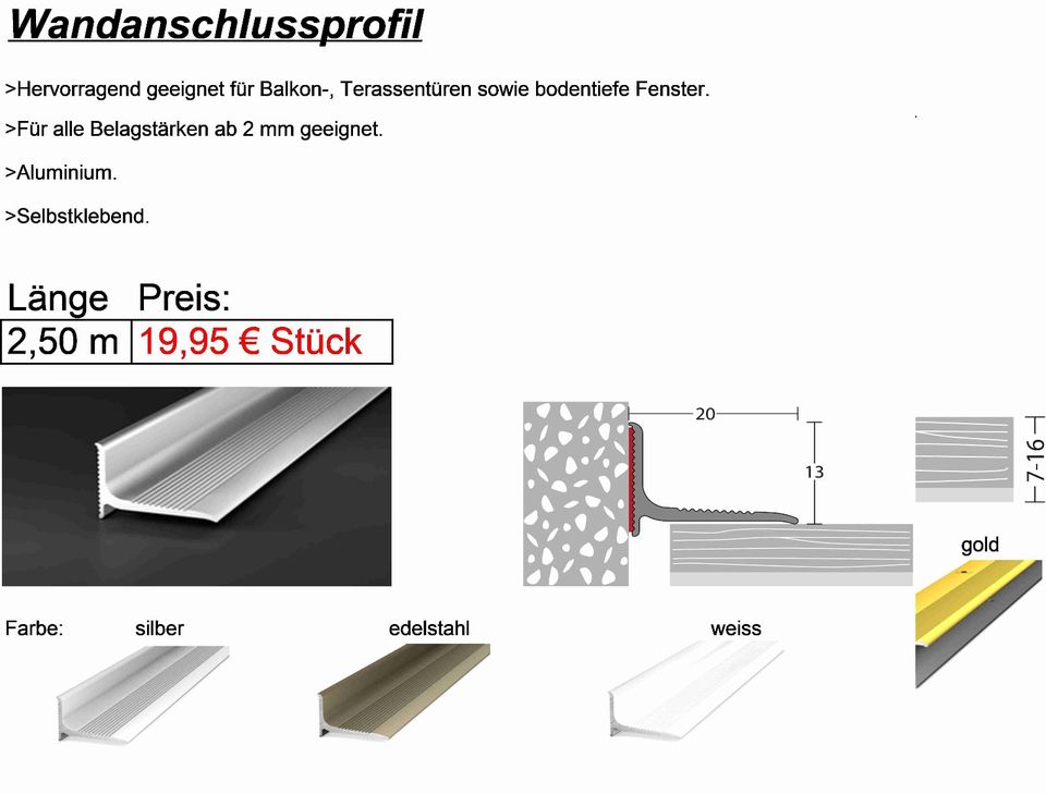 Bodenprofile Alu für Laminat, Parkett, Vinylböden in Ahaus