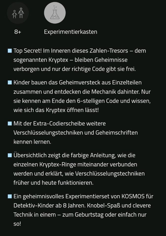 Kosmos Geheim - Codes 8-11 Jahre Experimente Neu & Original in Gießen