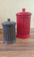 2 Aufbewahrungsbehälter mit Silikonring, Keramik/rot & grau, Berlin - Steglitz Vorschau