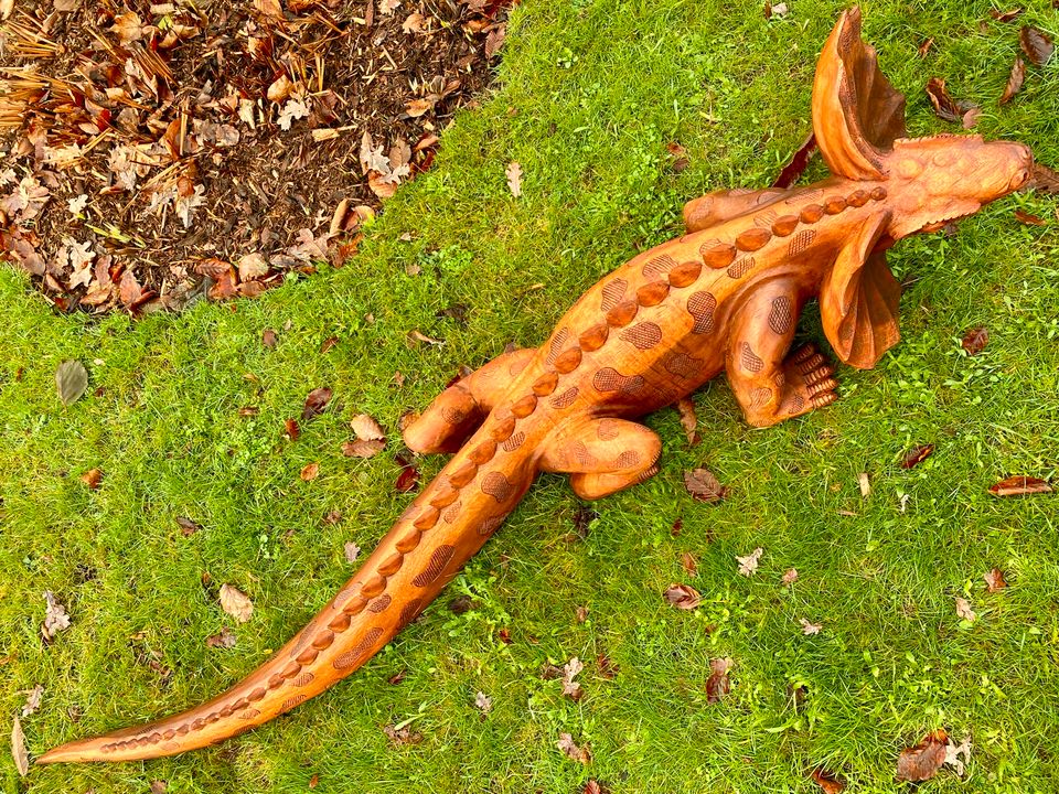 Waran 195cm Holzwaran Komodowaran Leguan Holz geschnitzt in Essen