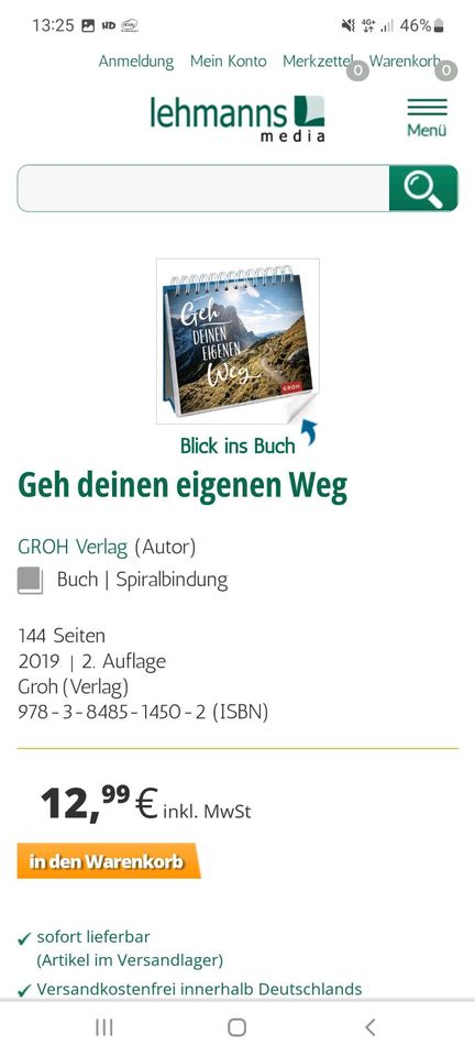 ❤️NEU❤️Aufstell-Buch Spiralbindung ⭐️Geh deinen eigenen Weg⭐️GROH in Mülheim-Kärlich