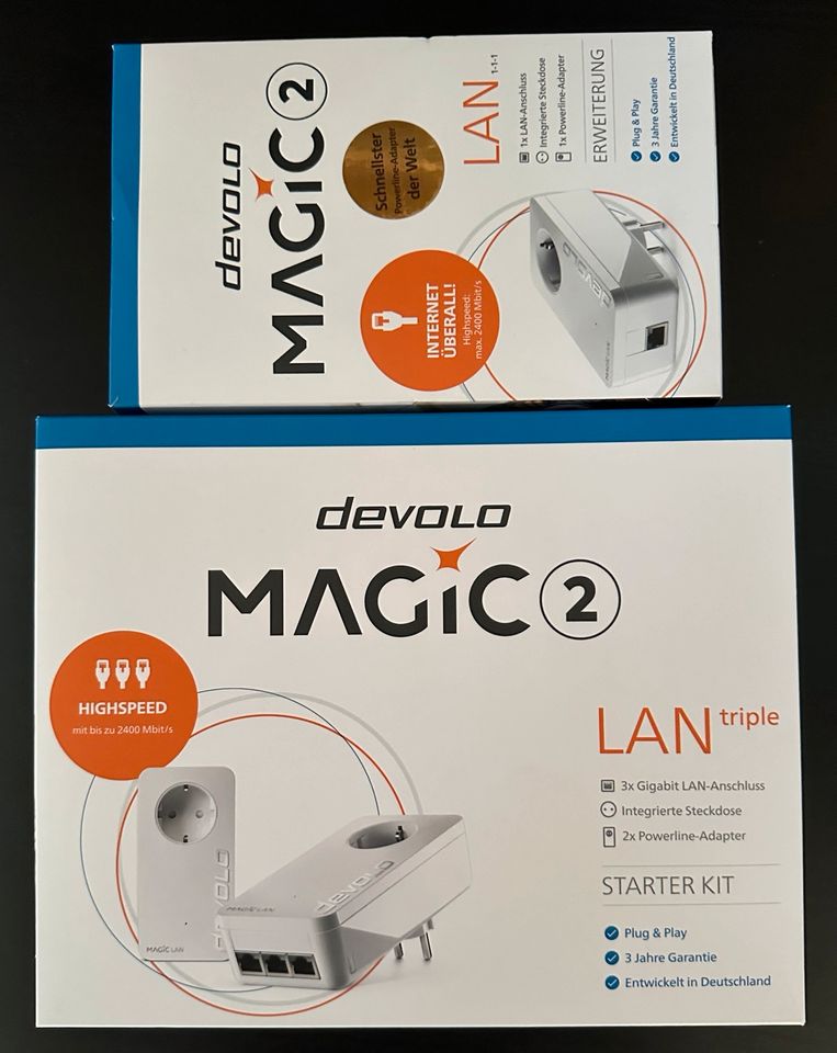 devolo Magic 2 Powerline Tripple Starter Set + Zusatz 1-1 Adapter in Neutraubling