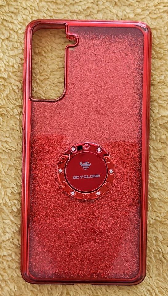 Galaxy S21 Handy Hülle in rot/ Glitzer mit Haltering in Landshut