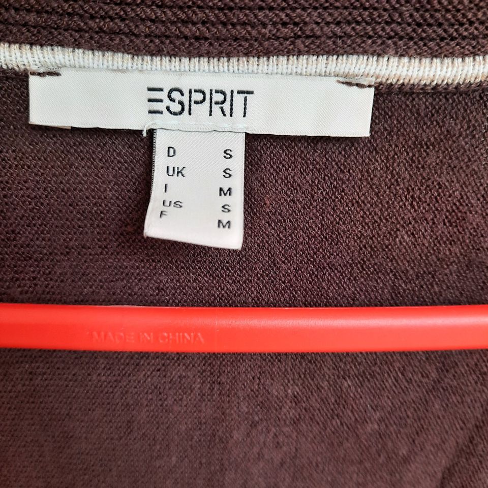 Esprit Strickjacke / Strickweste, Gr. S, braun, ohne Knöpfe in Eppelheim